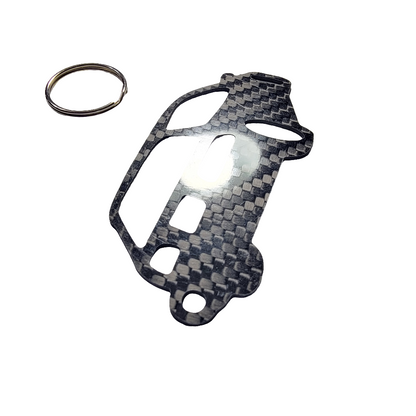 Carbon Fiber keychain for Honda Civic Si hatchback (1992-1995) Gen 5 Inspired Keychain Lanyard 3D rear view Glossy Twill