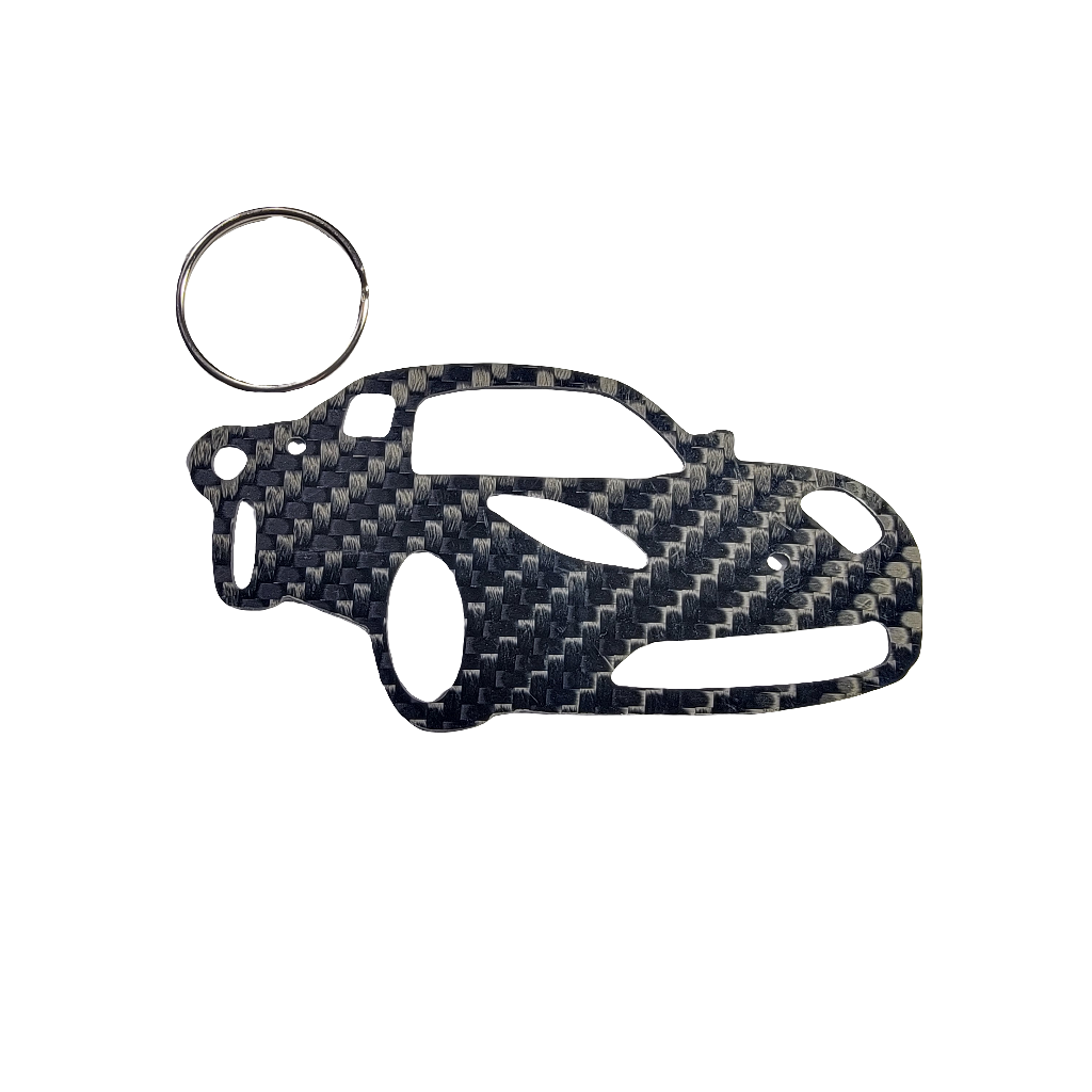 Carbon Fiber for Tesla Roadster (2008-2012) 1st Generation Keychain Lanyard 3D front view Glossy Twill