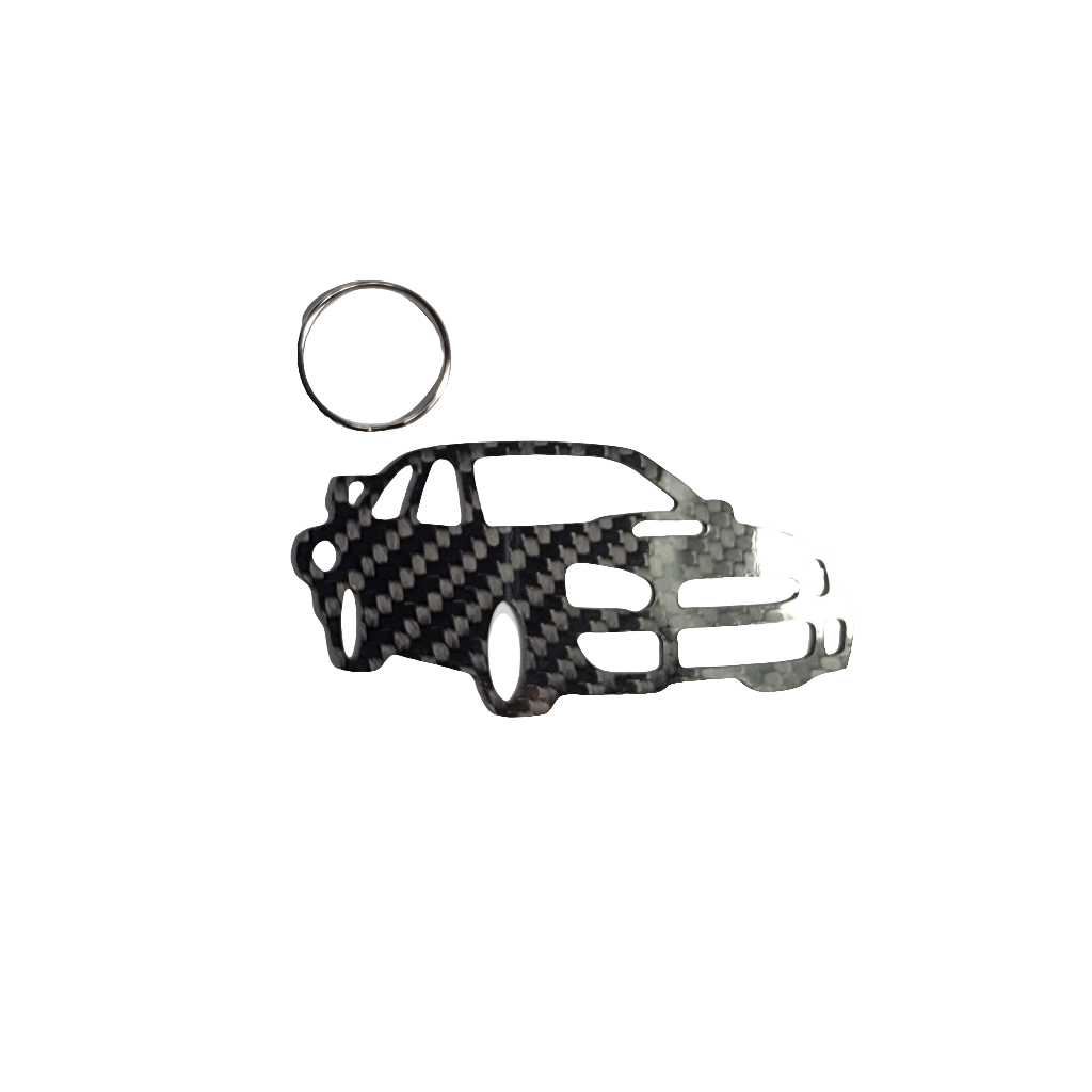 Carbon Fiber for Subaru WRX STi (2004-2005) bug eye Inspired Keychain Lanyard 3d front view Glossy Twill gift