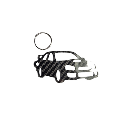 Carbon Fiber for Subaru WRX STi (2004-2005) bug eye Inspired Keychain Lanyard 3d front view Glossy Twill gift