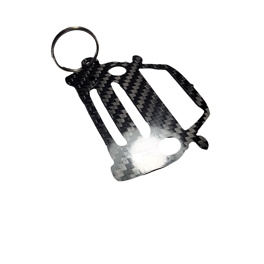 Carbon Fiber keychain for Mini Cooper S R53 (2000-2006) 1st Generation Inspired Keychain Lanyard  front view Glossy Twill
