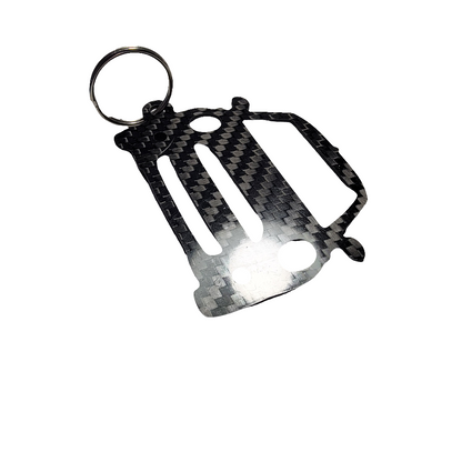 Carbon Fiber keychain for Mini Cooper S R53 (2000-2006) 1st Generation Inspired Keychain Lanyard  front view Glossy Twill