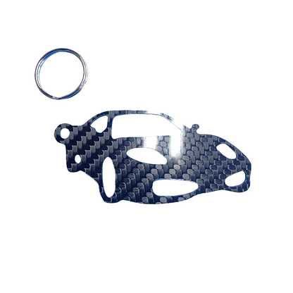 Carbon Fiber keychain for Ferarri Modena (1999-2004) keychain  3d front view Glossy Twill
