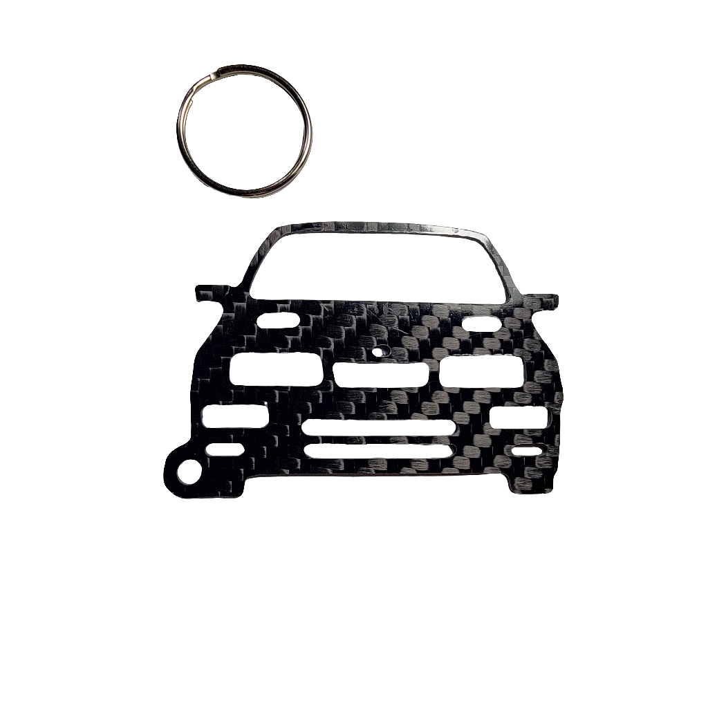 Carbon Fiber keychain for Ford Sierra RS Cosworth (1986-1992) Inspired Keychain Lanyard   front view Glossy Twill