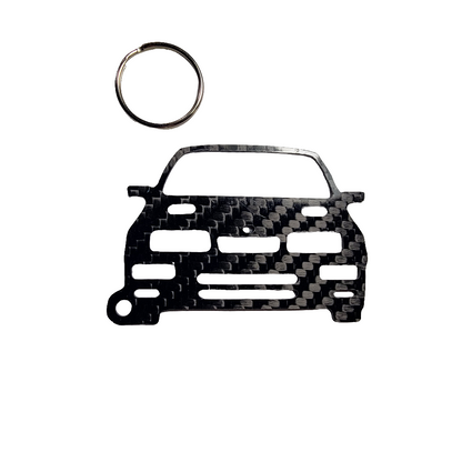 Carbon Fiber keychain for Ford Sierra RS Cosworth (1986-1992) Inspired Keychain Lanyard   front view Glossy Twill