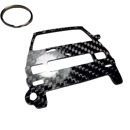 Carbon Fiber keychain for Yugo GV (1985-1992) Zastava Koral (One of the Worst Cars Ever Made) Inspired Keychain Lanyard  front view Glossy Twill