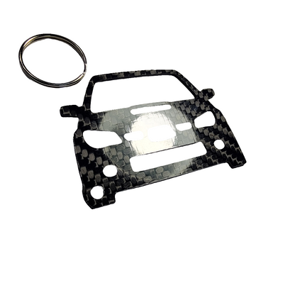 Carbon Fiber Keychain for Subaru WRX STi (2004-2005) bug eye Inspired Keychain Lanyard  front view Glossy Twill
