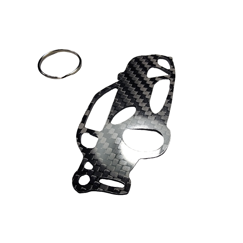 Carbon Fiber keychain for Alfa Romeo 4C (2013-2020) Inspired Keychain Lanyard 3d  front view Glossy Twill