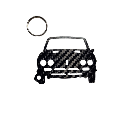 Carbon Fiber keychain for Mazda RX-2 (1970–1978)  Inspired Keychain Lanyard  front view Glossy Twill