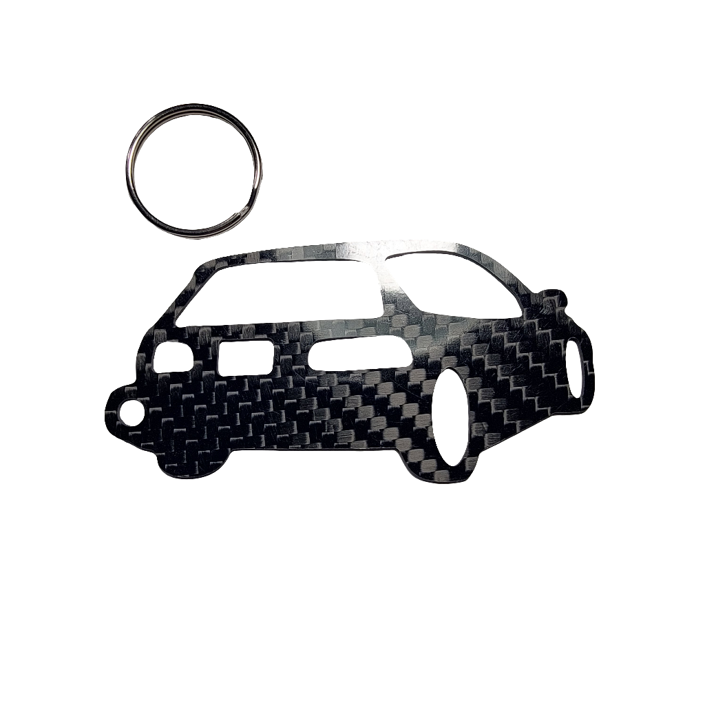 Carbon Fiber keychain for Honda Civic Si hatchback (1992-1995) Gen 5 Inspired Keychain Lanyard 3D rear view Glossy Twill