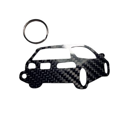 Carbon Fiber keychain for Honda Civic Si hatchback (1992-1995) Gen 5 Inspired Keychain Lanyard 3D rear view Glossy Twill