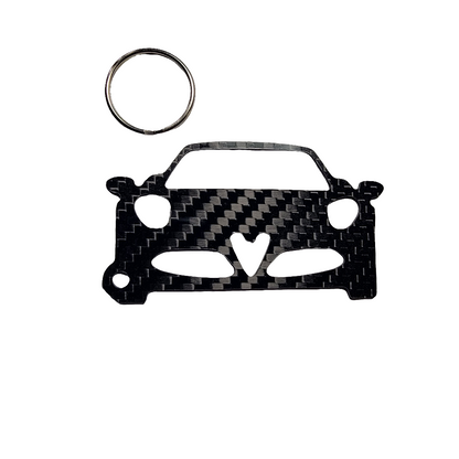 Carbon Fiber keychain for Alfa Romeo 4C (2013-2020) Inspired Keychain Lanyard   front view Glossy Twill