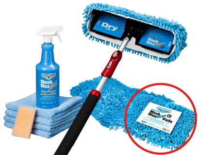 Basic Waterless Mop Kit 15" w/ Easy Reach Shur-Line Pole for RVs & Aircraft