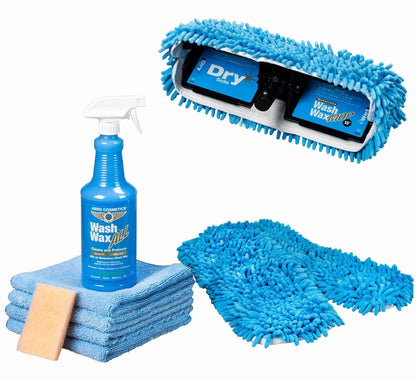 Basic Waterless Mop Kit 15" w/ Easy Reach Shur-Line Pole for RVs & Aircraft