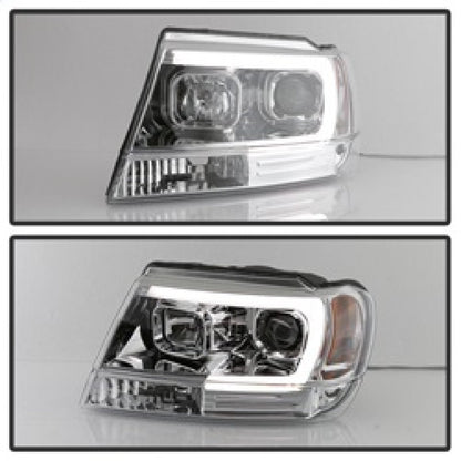 Spyder 99-04 Jeep Grand Cherokee Projector Headlights - Light Bar DRL LED - Chrome 5085214