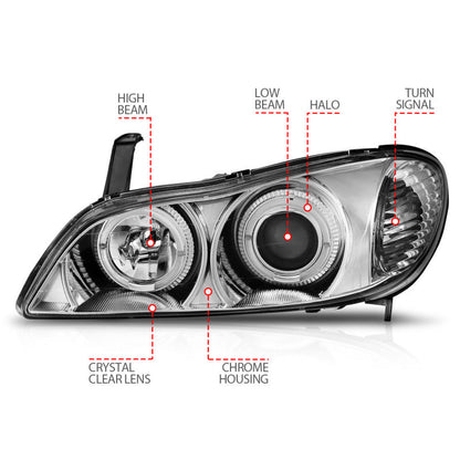 Anzo 2000-2004 Infiniti I30 Projector Headlights w/ Halo Chrome