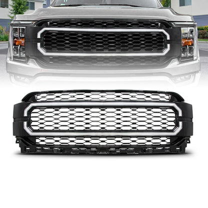 ANZO 21-23 Ford F150 Black Housing Full LED Light Tube Front Grille 901029