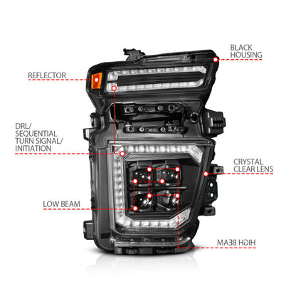 ANZO Z-Series 20-23 Chevy Silverado 2500/3500 Z-Series Full LED Proj Headlights Black - Pass. Side 111619X-R