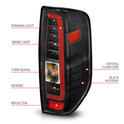 ANZO 2005-2021 Nissan Frontier LED Taillights Black Housing/Clear Lens 311443