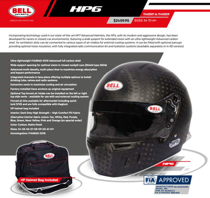Bell HP6 EVO-II 8860-2018 Carbon Fiber Helmet