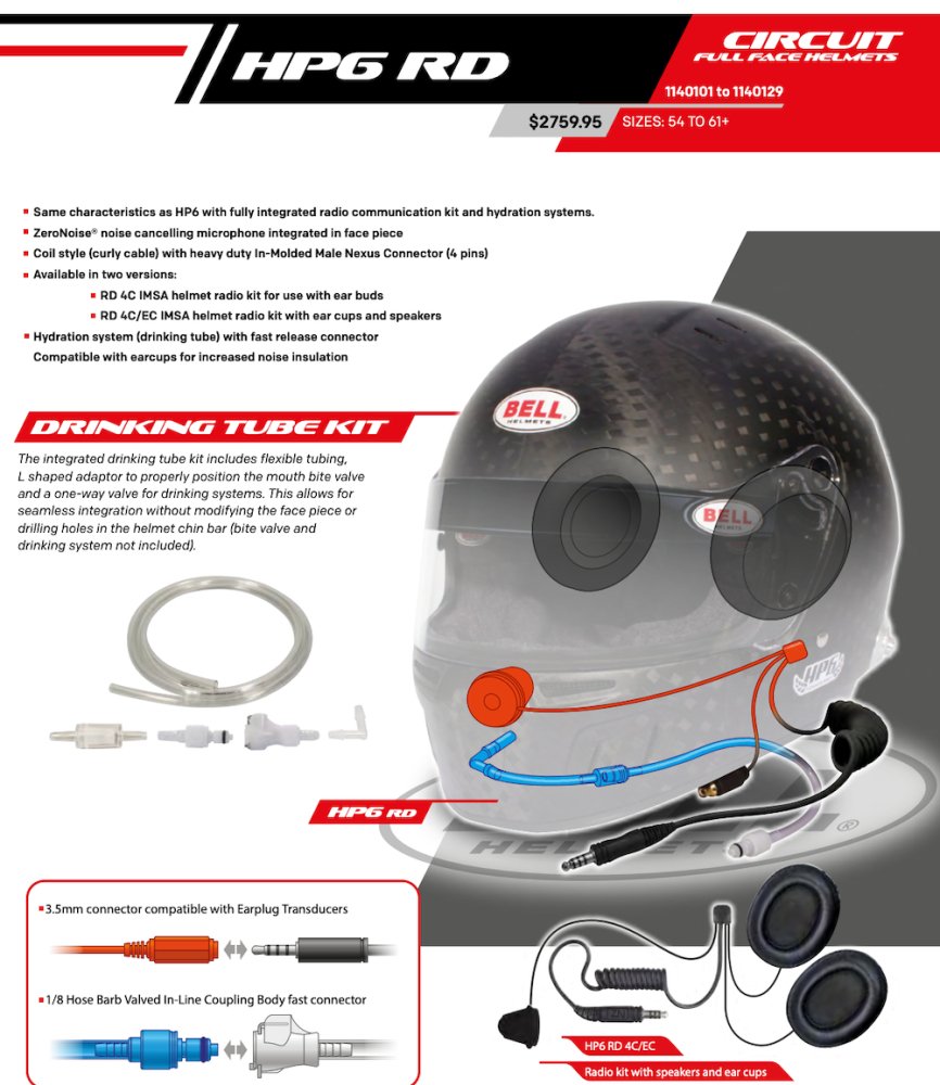 Bell HP6 8860-2018 RD-4C Carbon Fiber Helmet with Built-in Electronics/Hydration
