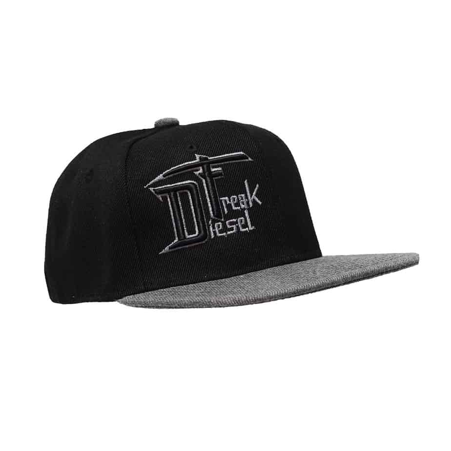 Black and Grey Puffed DF Embroidered Snapback - Youth