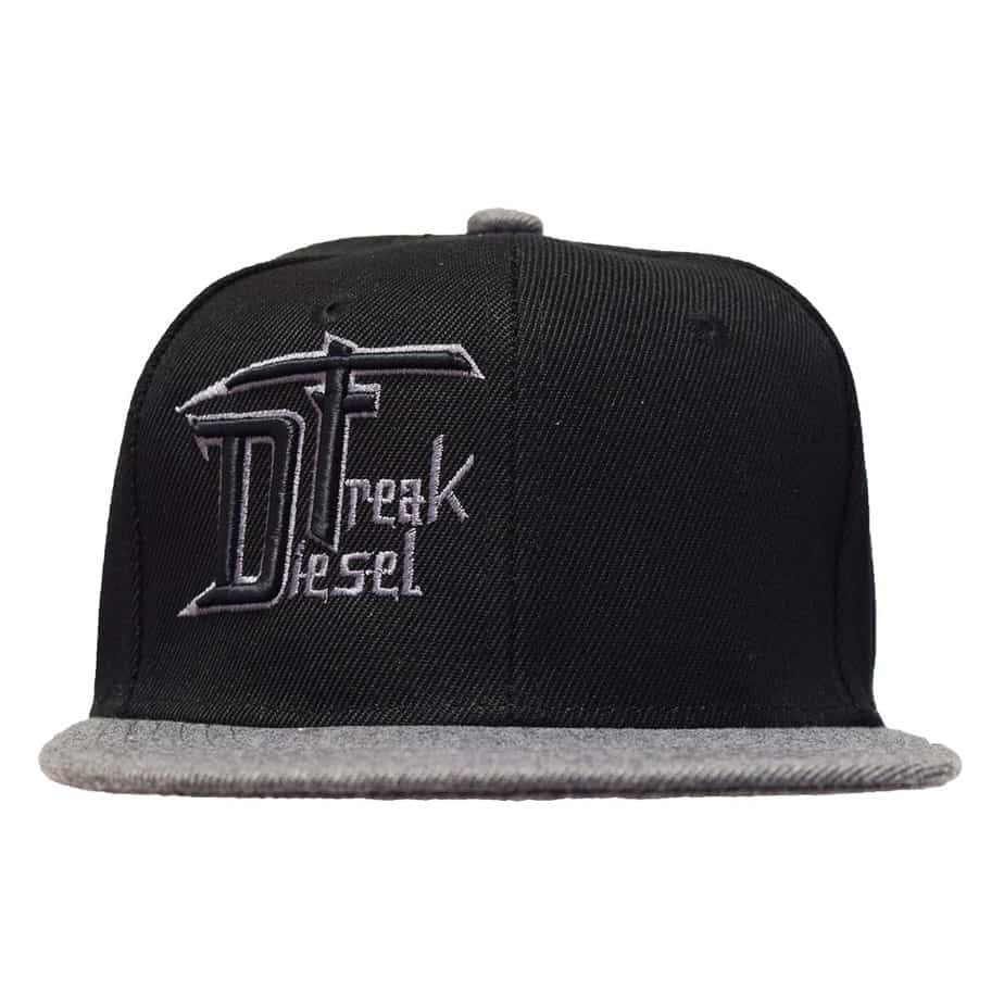 Black and Grey Puffed DF Embroidered Snapback - Youth