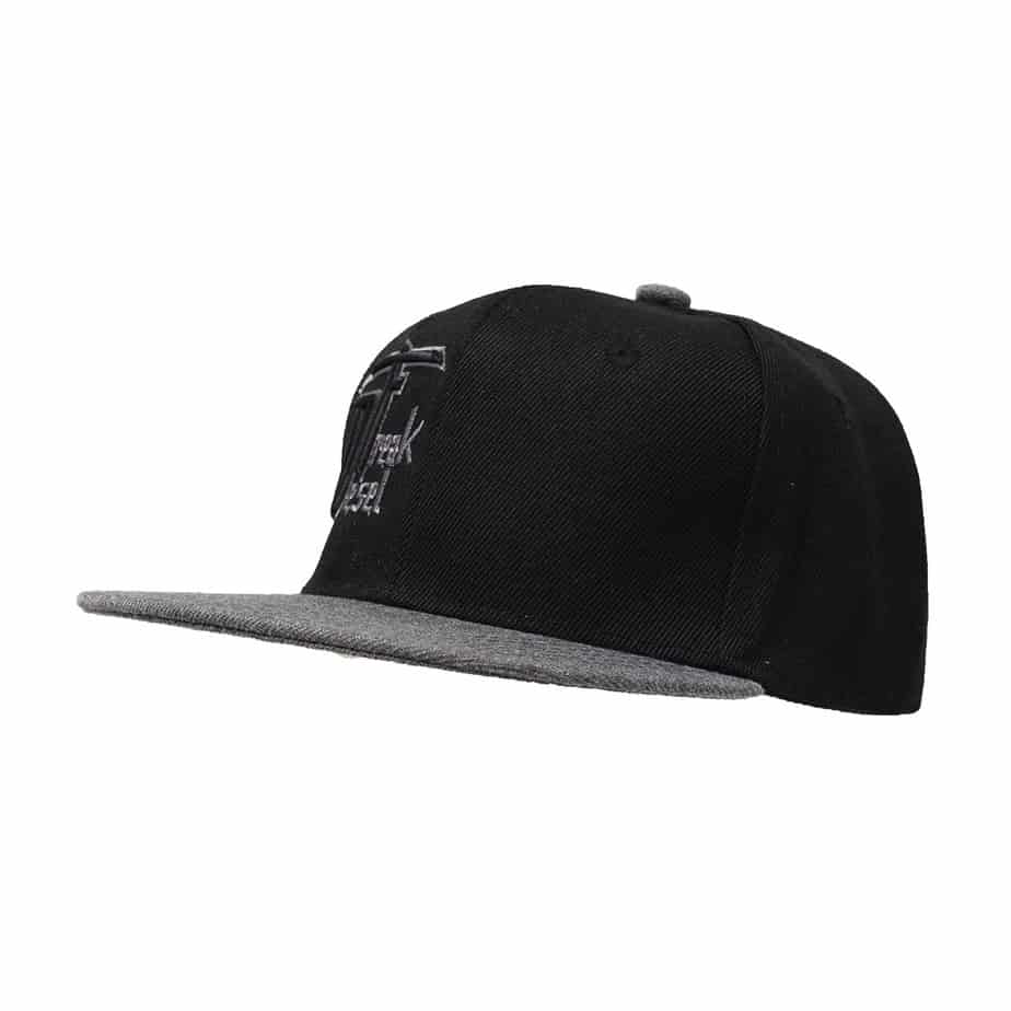 Black and Grey Puffed DF Embroidered Snapback - Youth