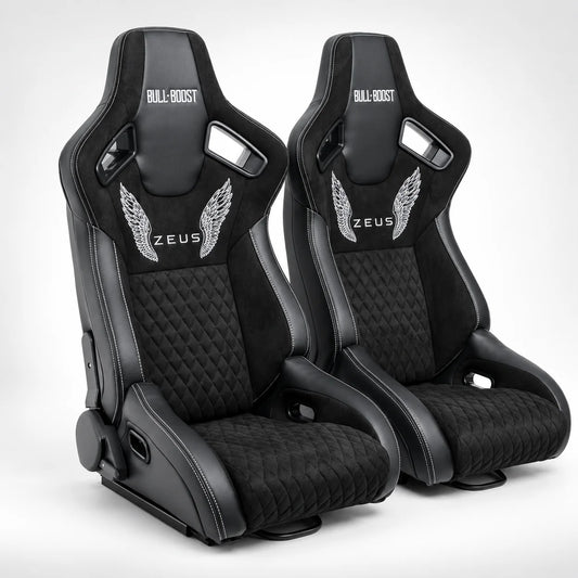 BULL BOOST ZEUS Collection Black Reclinable Racing Seats – Pair