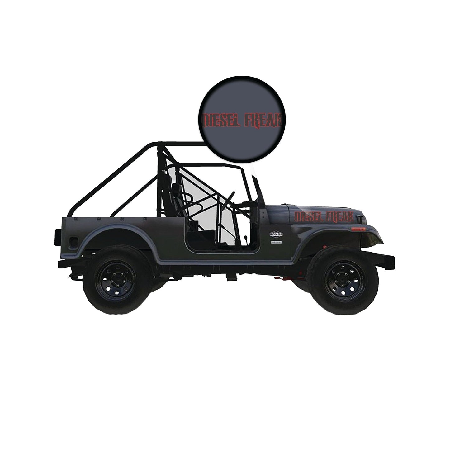 Blackout Diesel Freak With Red Outline -  Tailgate and Hood