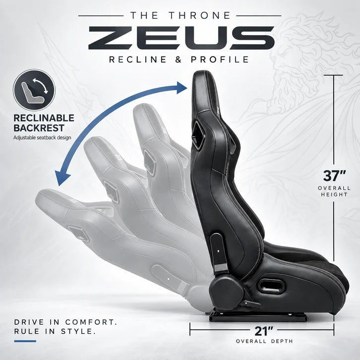 BULL BOOST ZEUS Collection Black Reclinable Racing Seats – Pair