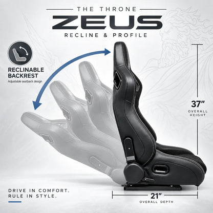 BULL BOOST ZEUS Collection Black Reclinable Racing Seats – Pair