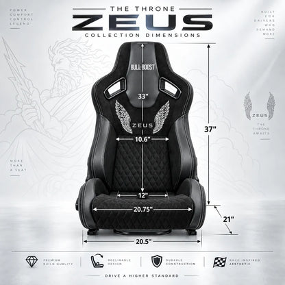 BULL BOOST ZEUS Collection Black Reclinable Racing Seats – Pair