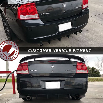 2006-2010 Dodge Charger 4 Fin Unpainted Black Rear Bumper Diffuser PU
