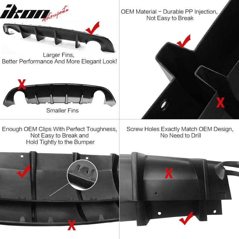 2015-2023 Dodge Charger Black Rear Bumper Conversion Diffuser Lip PP