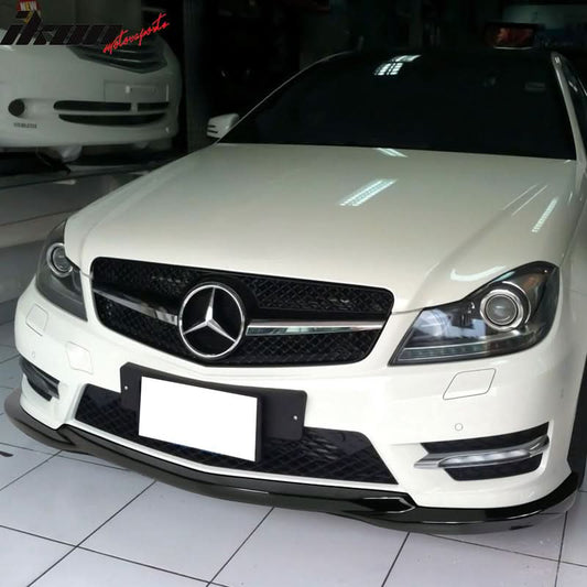 2012-2014 Benz W204 C Class GH Style Gloss Black Front Bumper Lip ABS