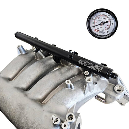 BLOX Racing XTREME Aluminum K-Series Fuel Rail & Gauge Combo