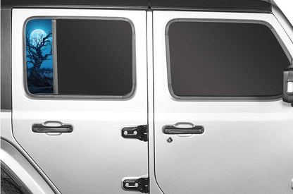 Side door window decal Creepy blue moon 184