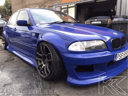 BMW 3-Series E46 Sedan Full Over Fender Kit with Vented Front Fenders - ABS OR Fiberglass