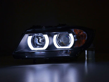 BMW 3-series E90 E91 Black U LED Headlights (2005-2012)