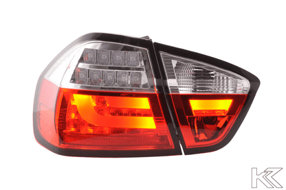 BMW 3-Series E90 Sedan Red/Clear LED Bar Taillights (2005-2008)