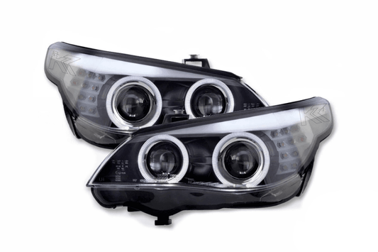 BMW 5-series E60 E61 Black Angel Eyes Headlight Set (2003-2007)