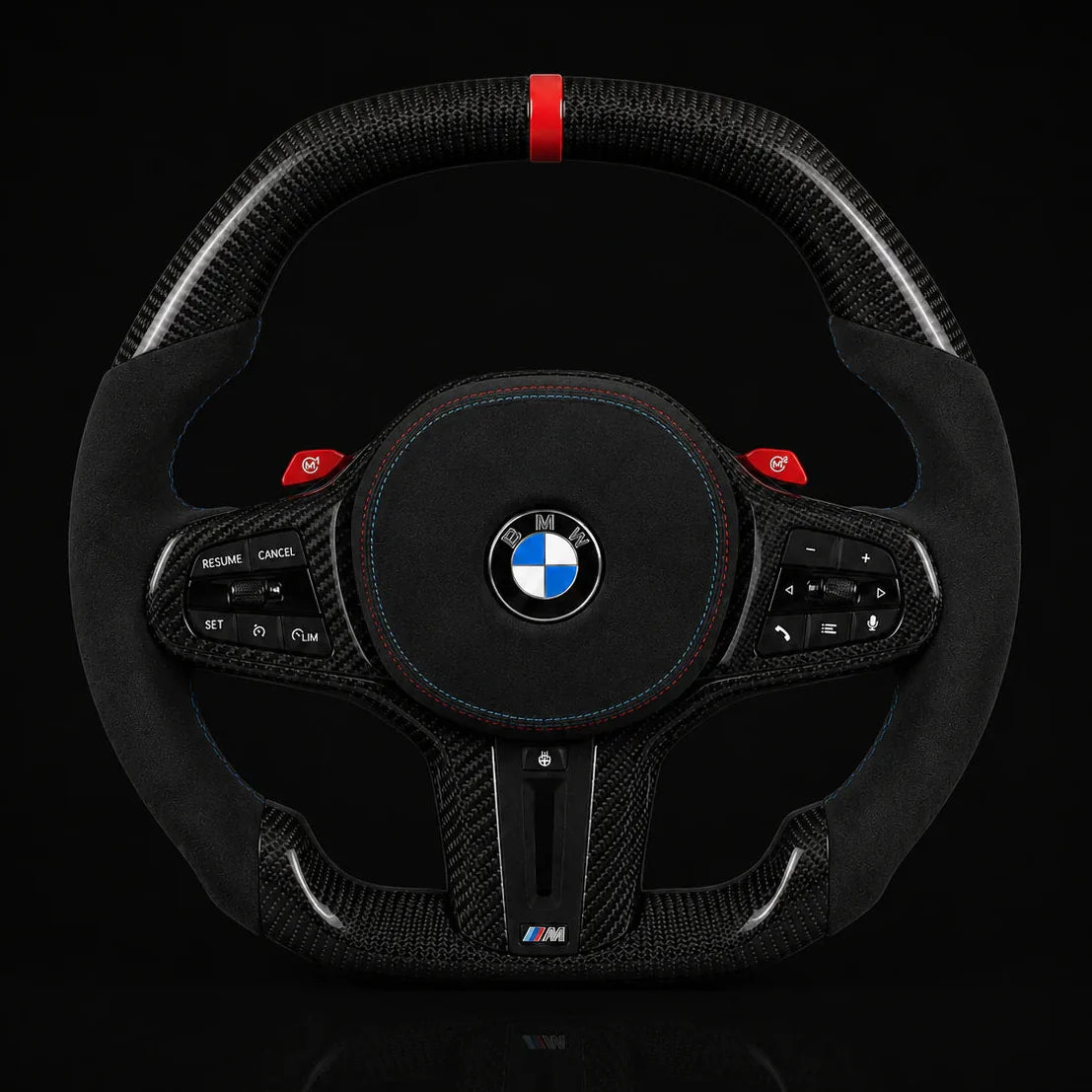 BMW Alcantara Flat Bottom Carbon Fiber Steering Wheel for G Chassis- iCBL's Signature Design for G20 G30 G80 G82 M3 M4 M2 M340i