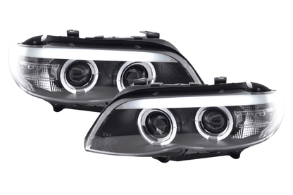 BMW X5 E53 Xenon Black Angel Eye LED Headlights (2003-2006)