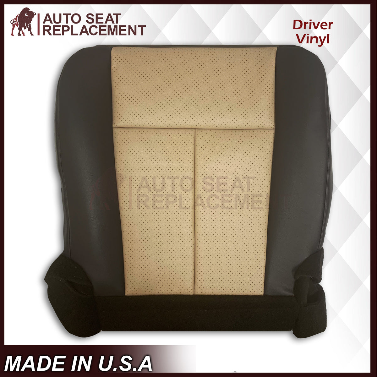 2007 2008 Ford Expedition Eddie Bauer Driver Or Passenger Side Replacement Perforated LEATHER Seat Cover In 2 Tone Tan (Tan- Dark Gray)