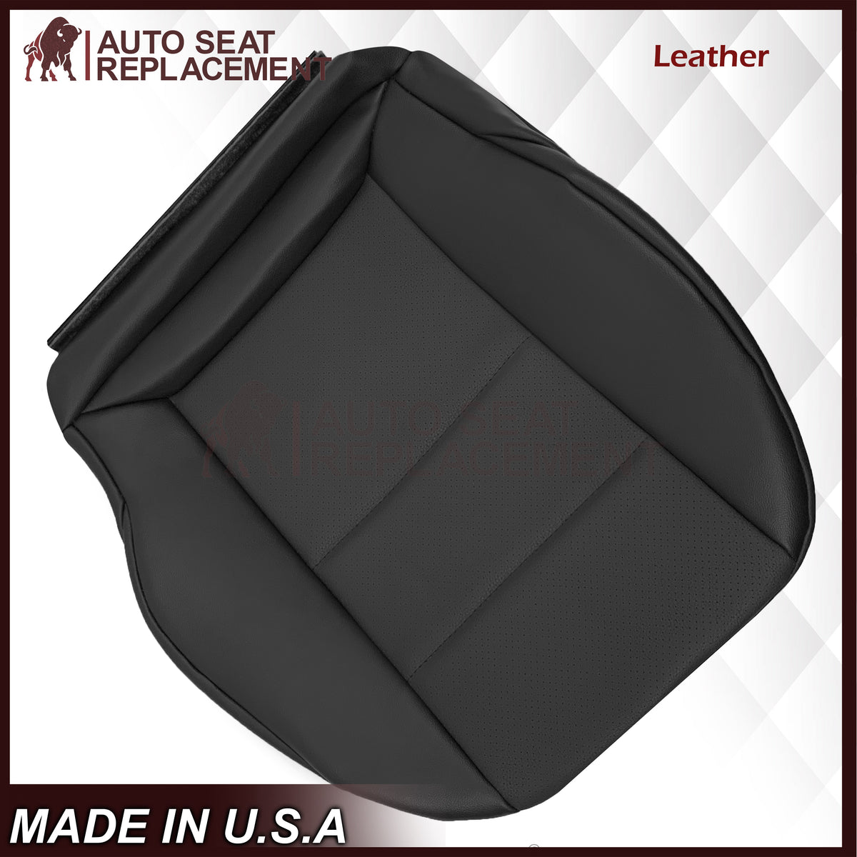 2008-2015 Mercedes Benz GLK250, GLK-350 Driver OR Passenger Bottom Replacement Leather Seat Cover: Perforated Black