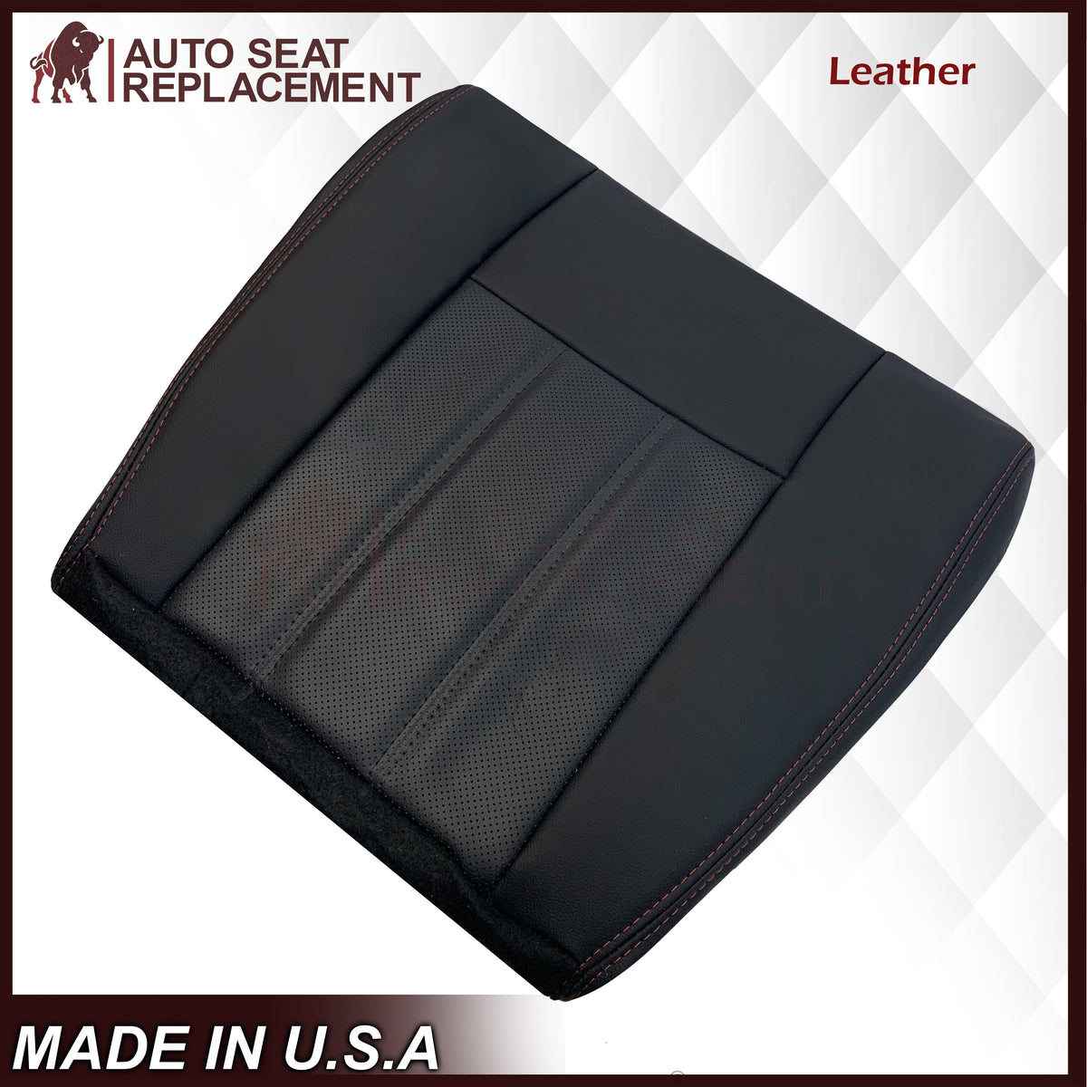 2008 - 2020 For Dodge Grand Caravan Front Pattern #2 Replacement Seat Cover W/ Red Stitching