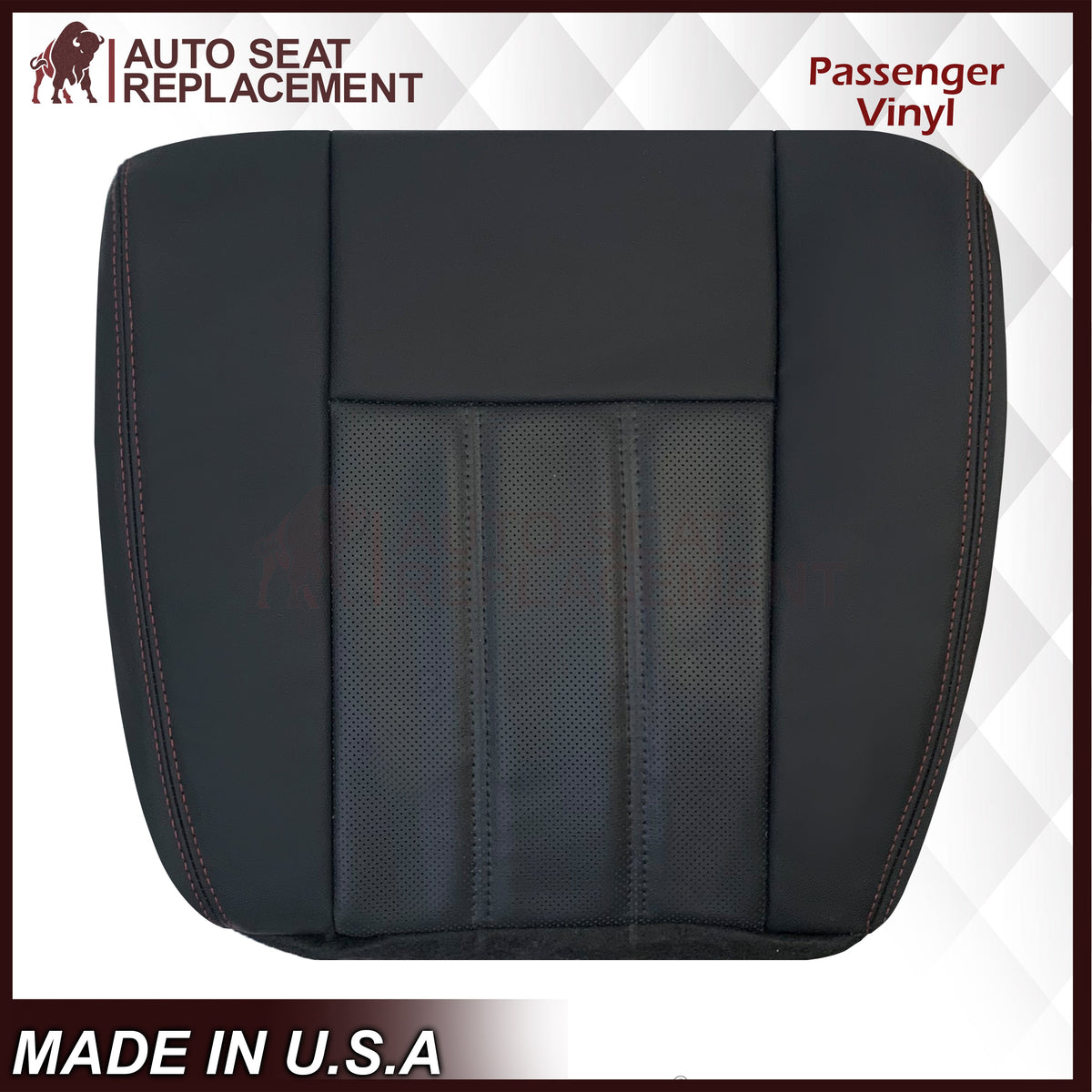 2008 - 2020 For Dodge Grand Caravan Front Pattern #2 Replacement Seat Cover W/ Red Stitching