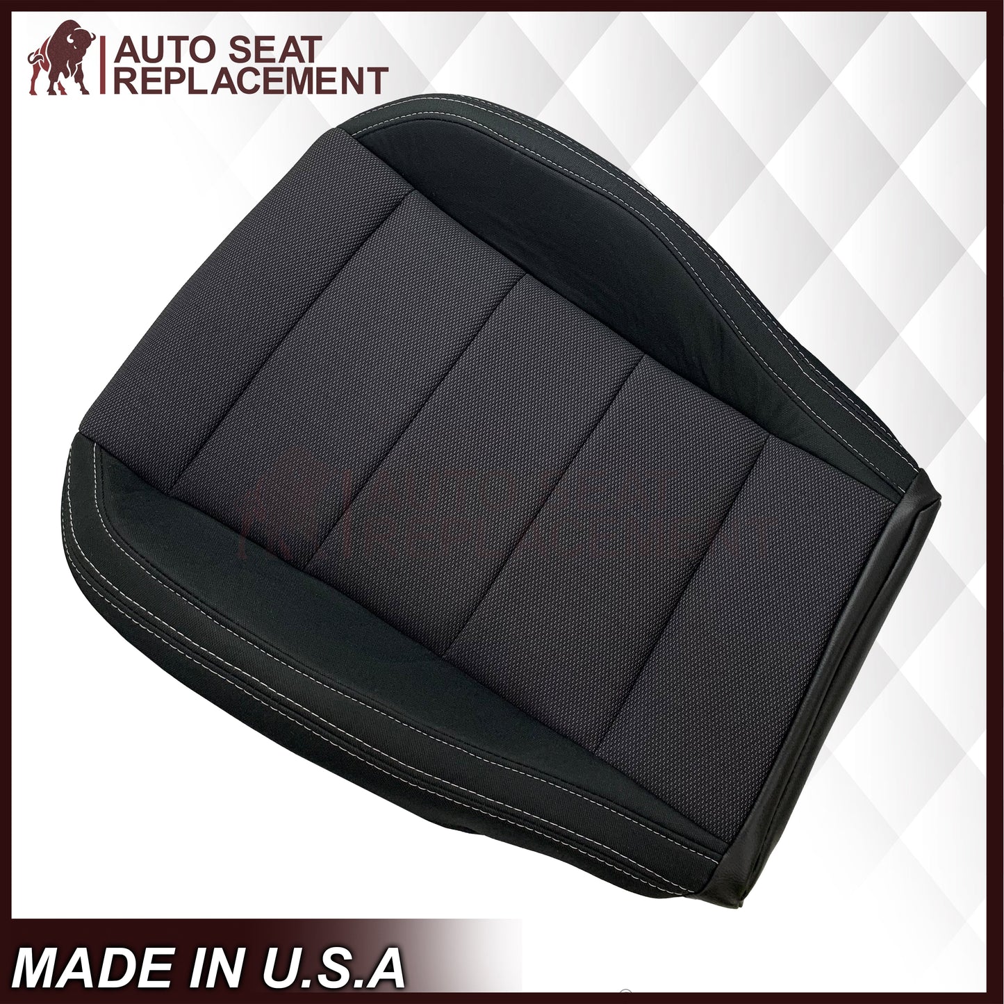 2015-2023 Ford Mustang GT Coupe V6 V8 Cloth (Fabric) Replacement Bottom Seat Covers In Black: Choose Your Side