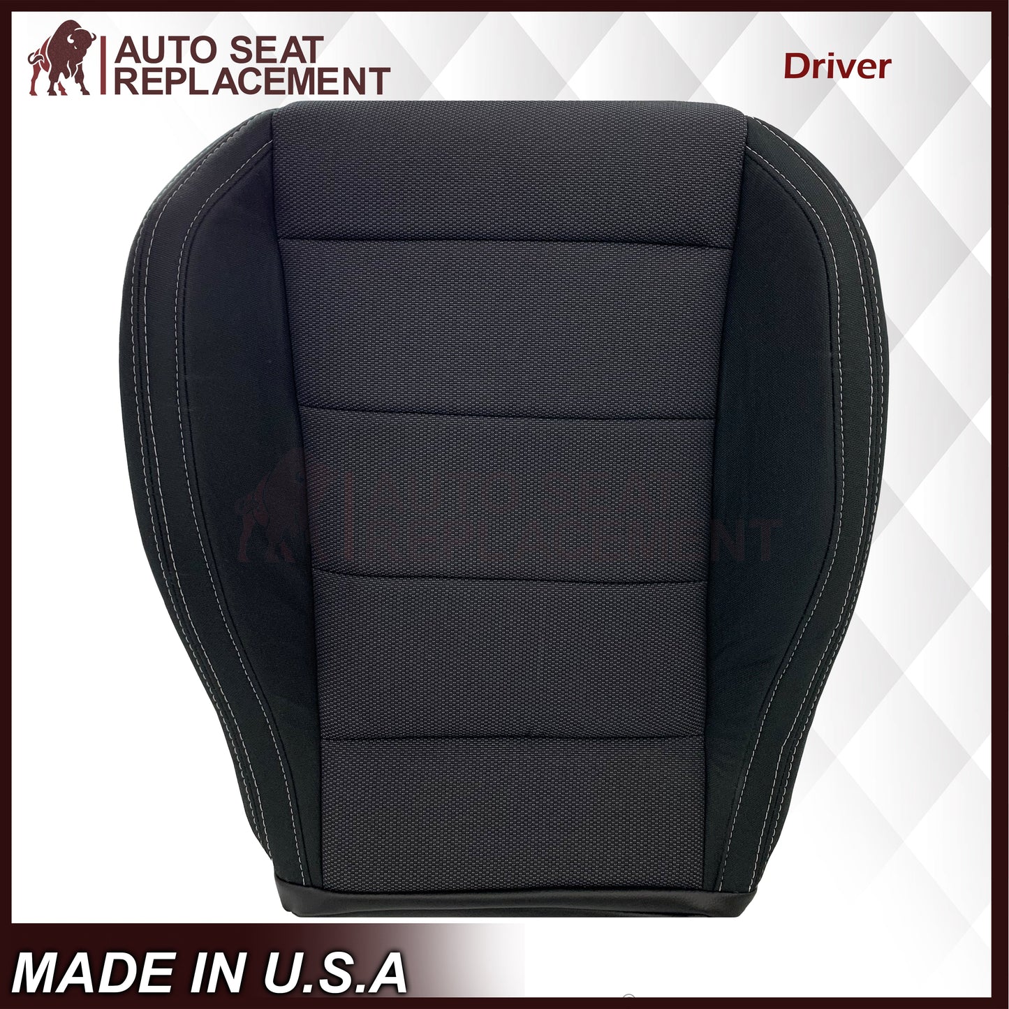 2015-2023 Ford Mustang GT Coupe V6 V8 Cloth (Fabric) Replacement Bottom Seat Covers In Black: Choose Your Side
